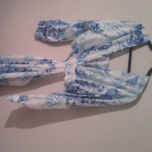 Floral print cut out waist dress